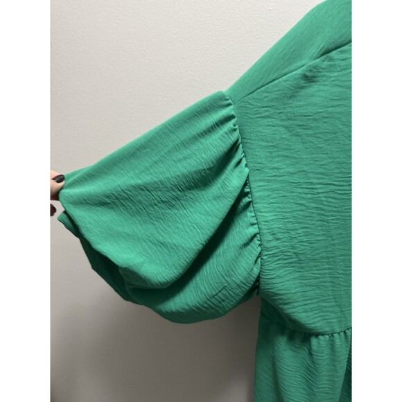 Arula Leah Puff Sleeve Mini Dress Kelly Green Size X - Picture 2 of 6